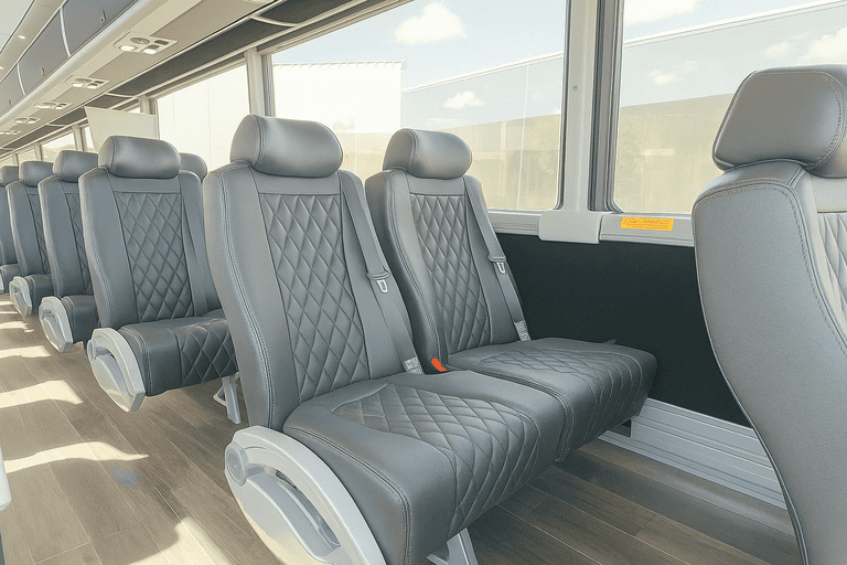 interior of Savannah Minibus Company charter bus